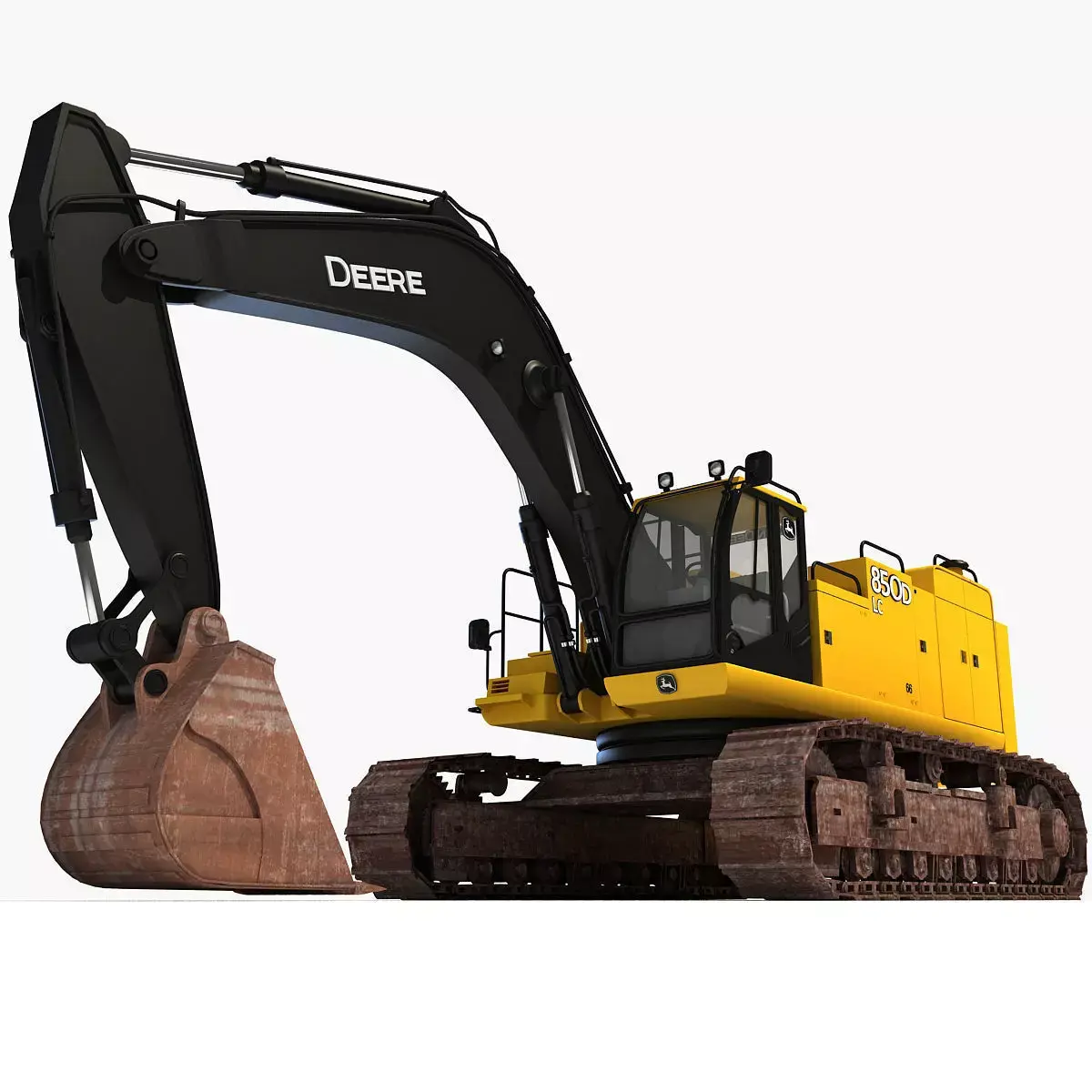 Yellow John Deere Excavator 3D model