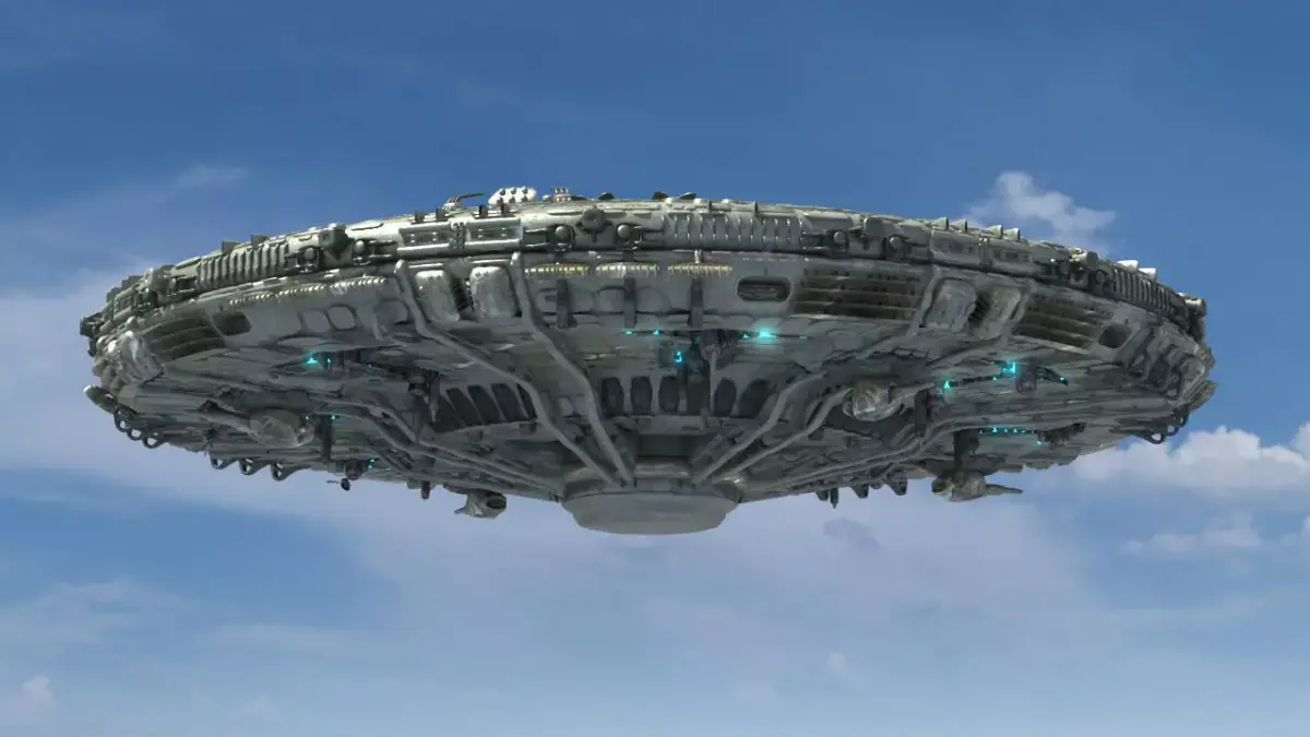 UFO Model spaceship flying in sky 3D model