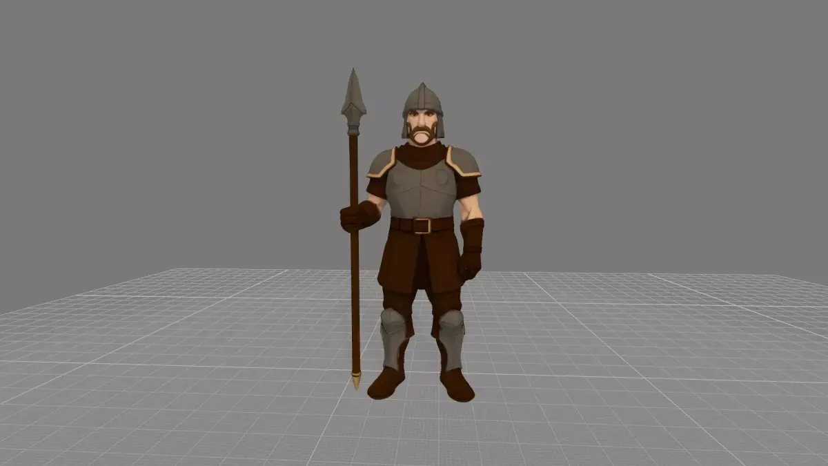 Medieval Spearman Guard Low Poly Game Ready 3D Character Free 3D model