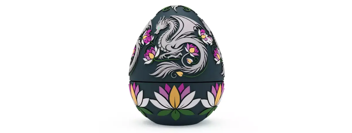 Enchanted Lotus Dragon Egg Embossed and Debossed 3D print model