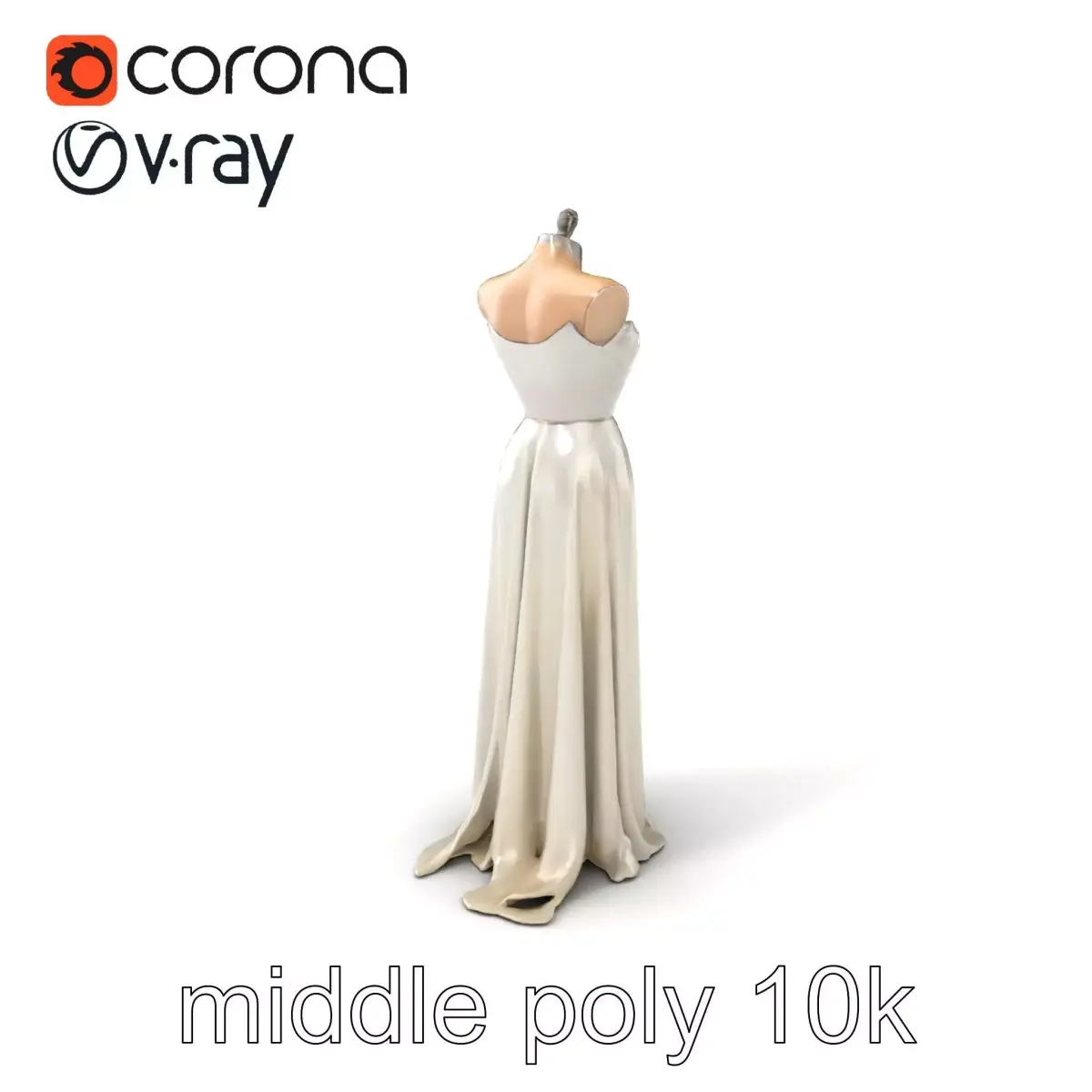 Elegant Evening Dress Mannequin Ivory Chiffon model pack Low-poly 3D model