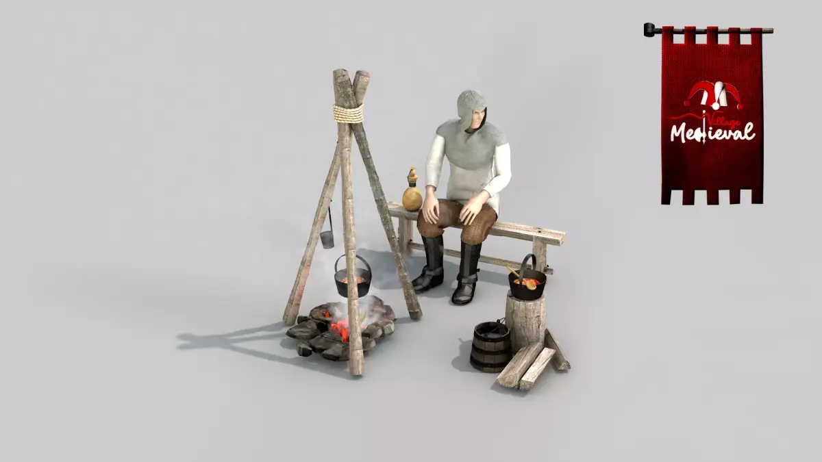 Medieval Bomfire Scenario 3D model