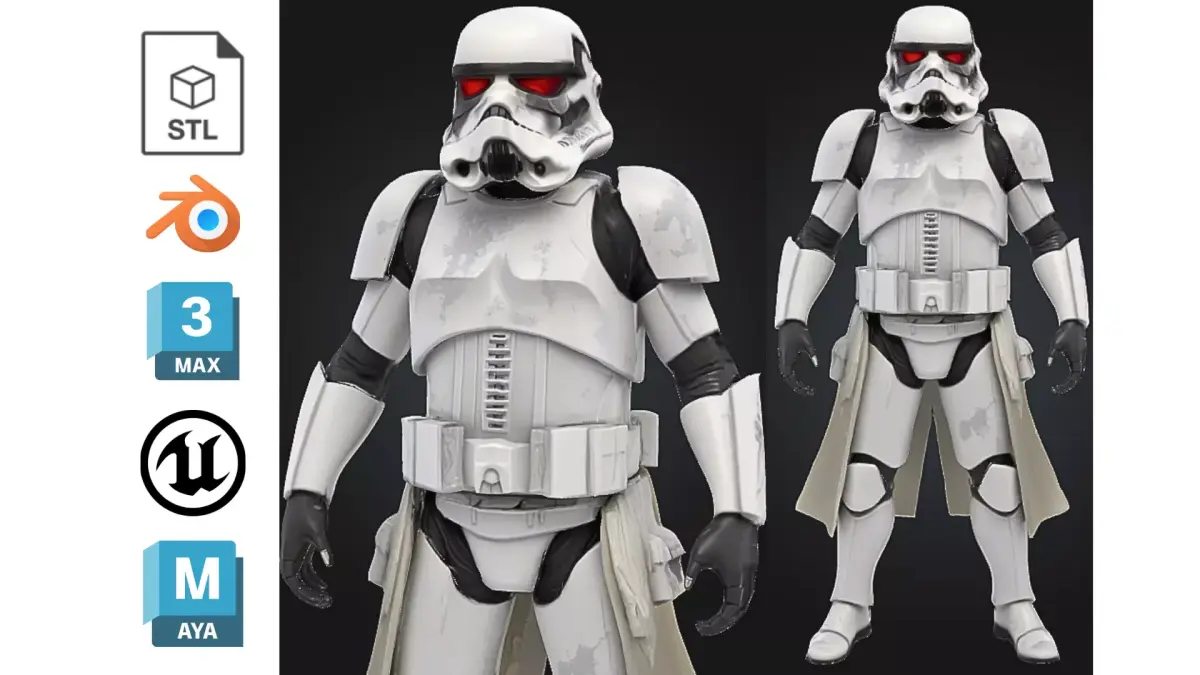 Realistic Sci Fi White Trooper Low-poly 3D model