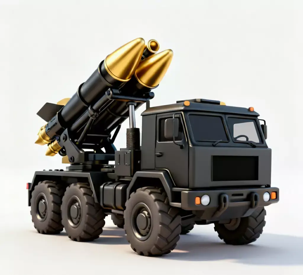 Golden-Salvo Tactical Missile Truck 3D Model Low-poly 3D model