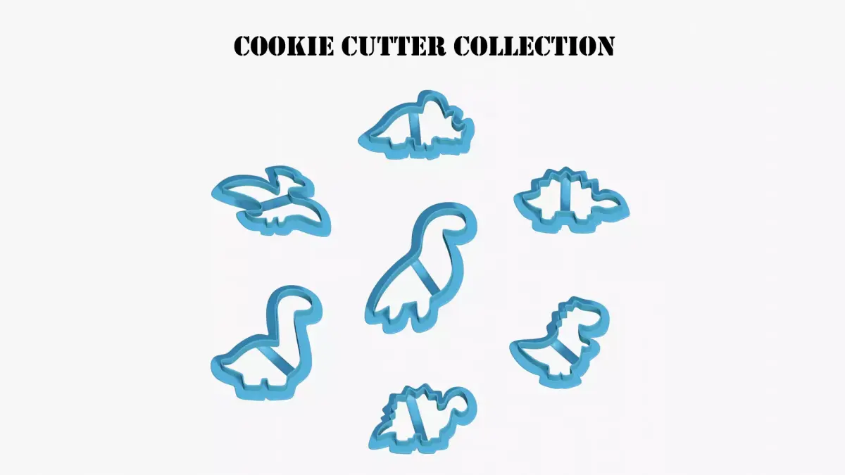 Set Of 7 Dinosaur Cookie Cutters 3D model