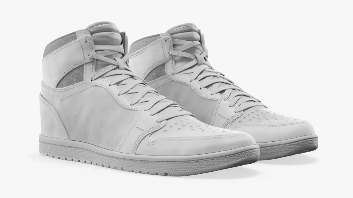 High Top Retro Sports Sneakers White 3D model purchase