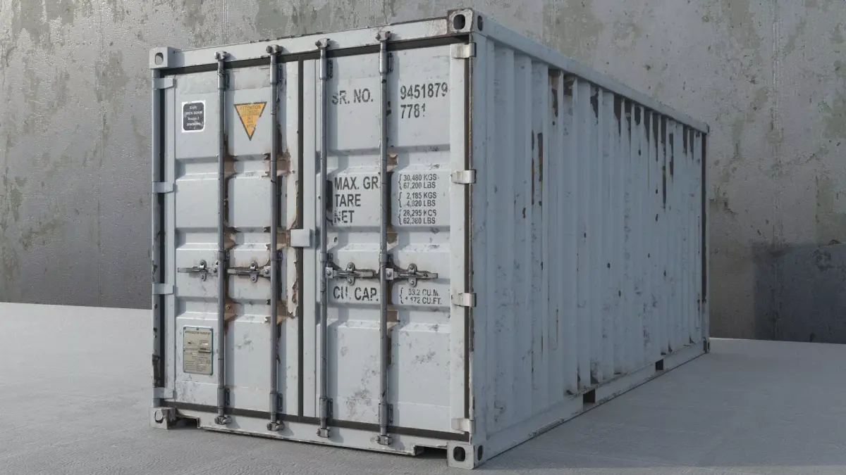 Cargo Container White 20 Feet PBR 3D model