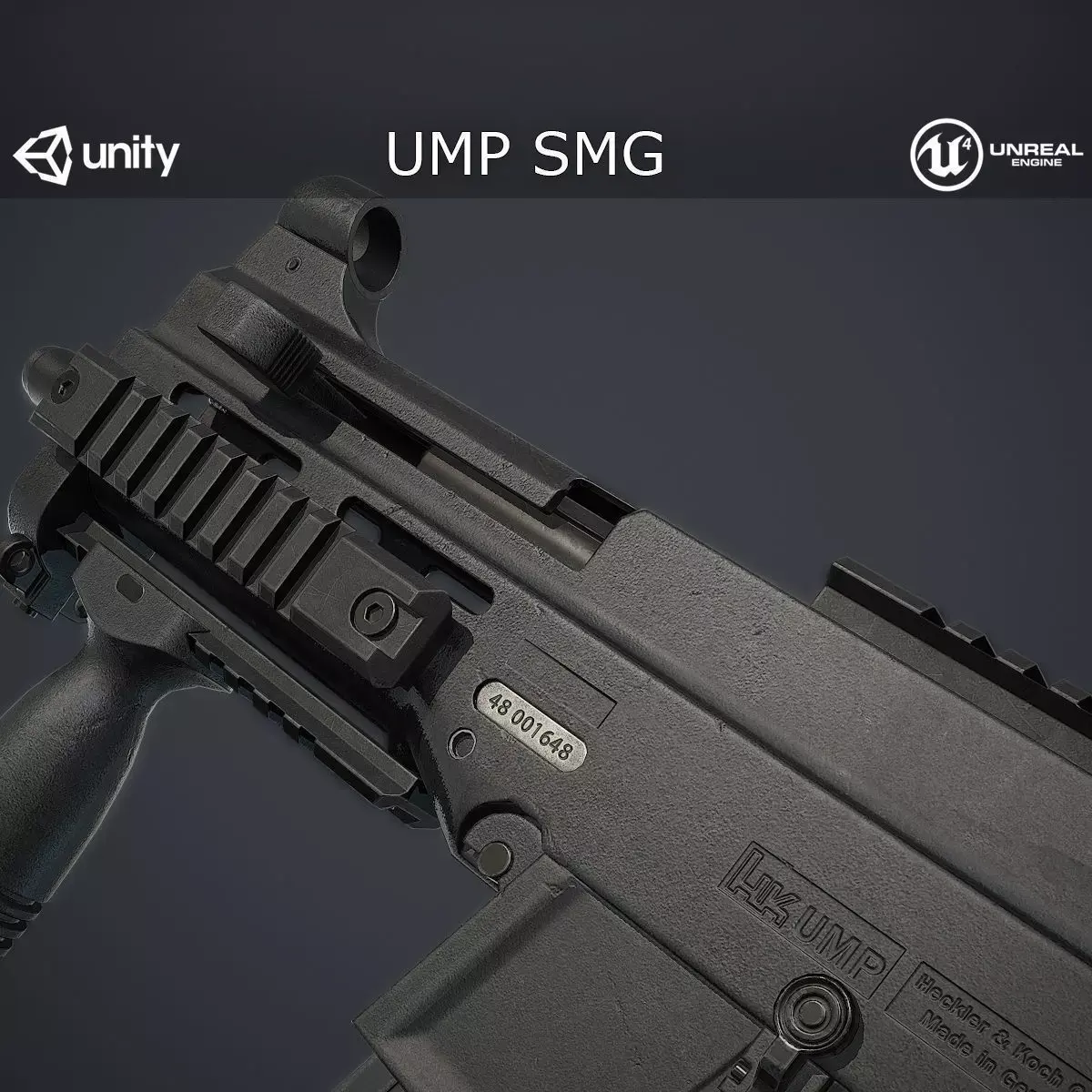 UMP Submachine Gun Low-poly 3D model