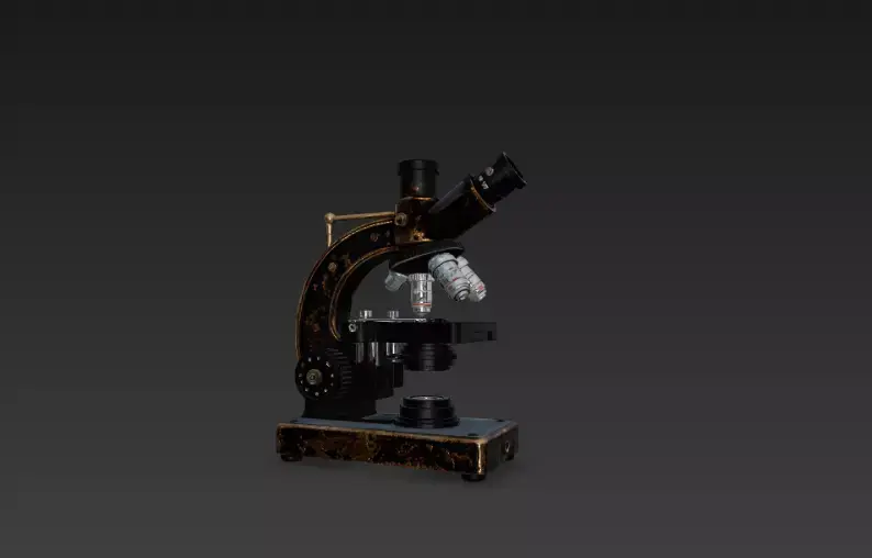 antique microscope 3D model