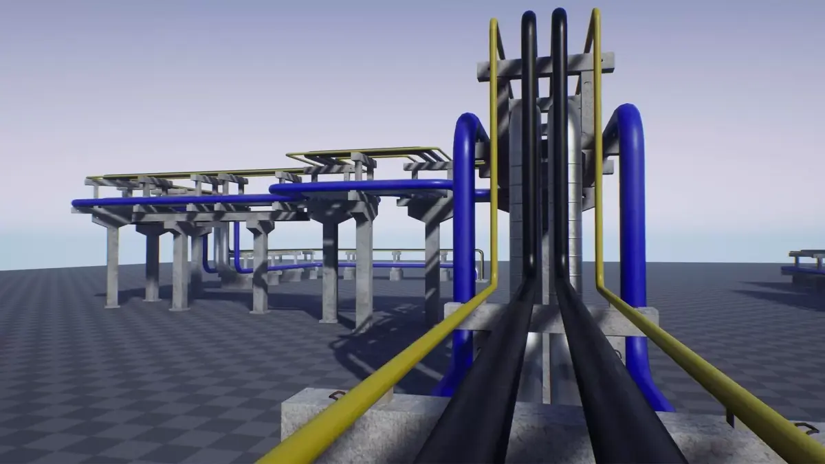 Modular Industrial Pipe Concrete Trestle Low-poly 3D model