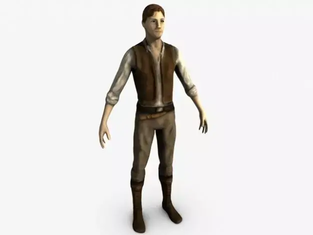 Low poly mercenary man in outfit 3D model