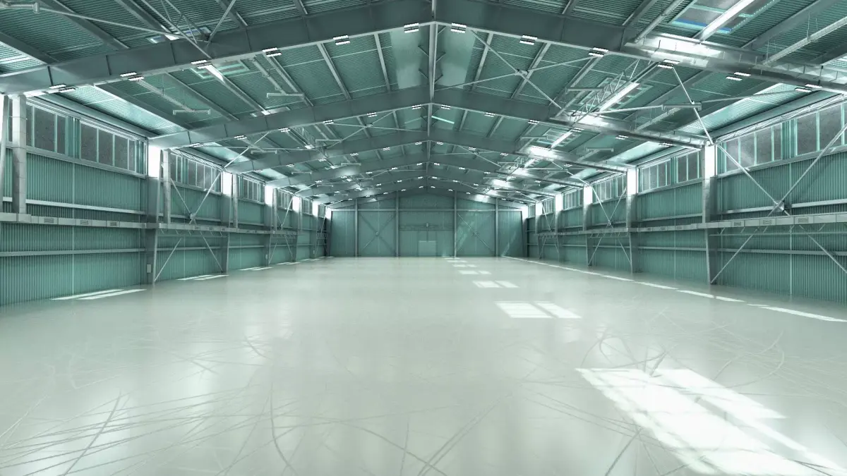 large industrial hangar 3D model