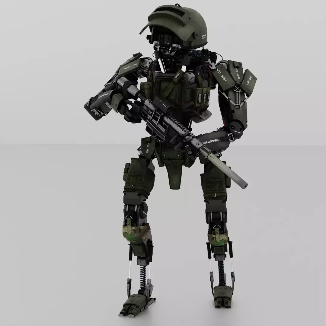 military humanoid robot Low-poly 3D model