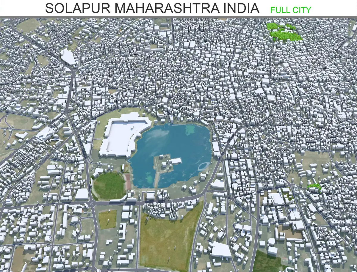 Solapur Maharashtra India 20km AI Low-poly 3D model