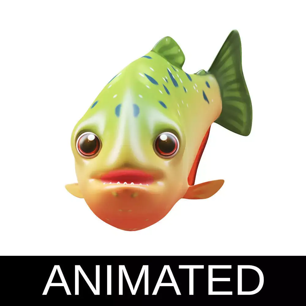 Red Piranha Animated Fish  Low-poly 3D model