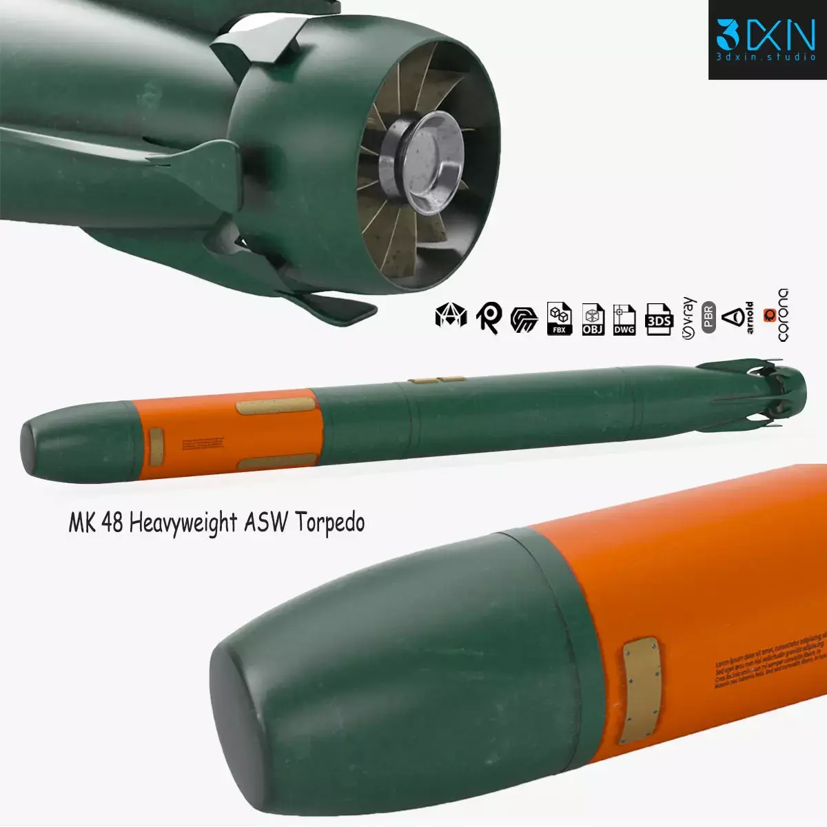 MK 48 Heavyweight ASW Torpedo 3D model