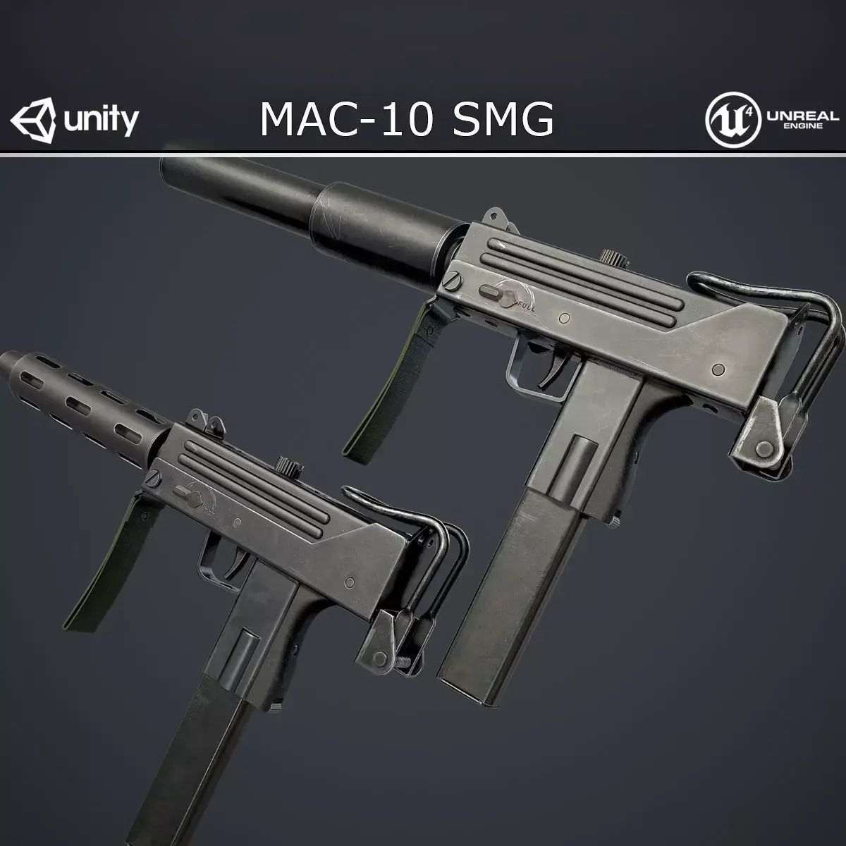MAC-10 SMG Low-poly 3D model
