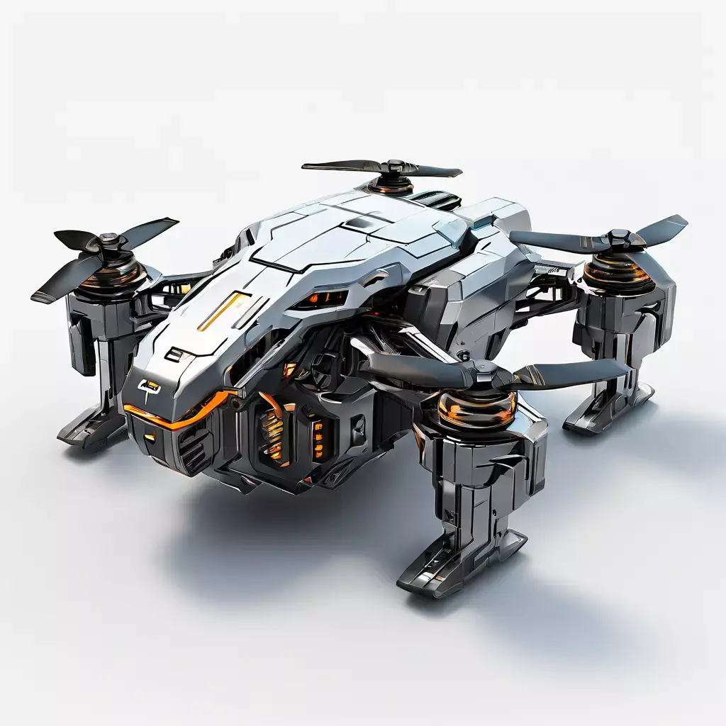 SciFi Drone Quadcopter Game Asset Low-poly 3D model