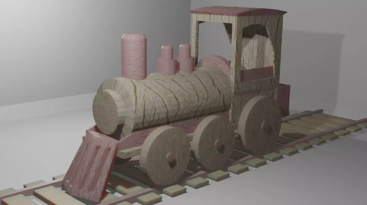 Toy Wooden Train Low-poly 3D model