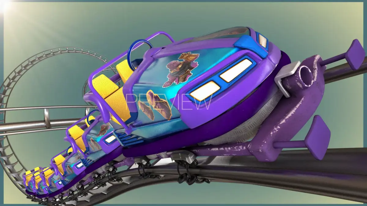 Animated Roller Coaster Train 3D model