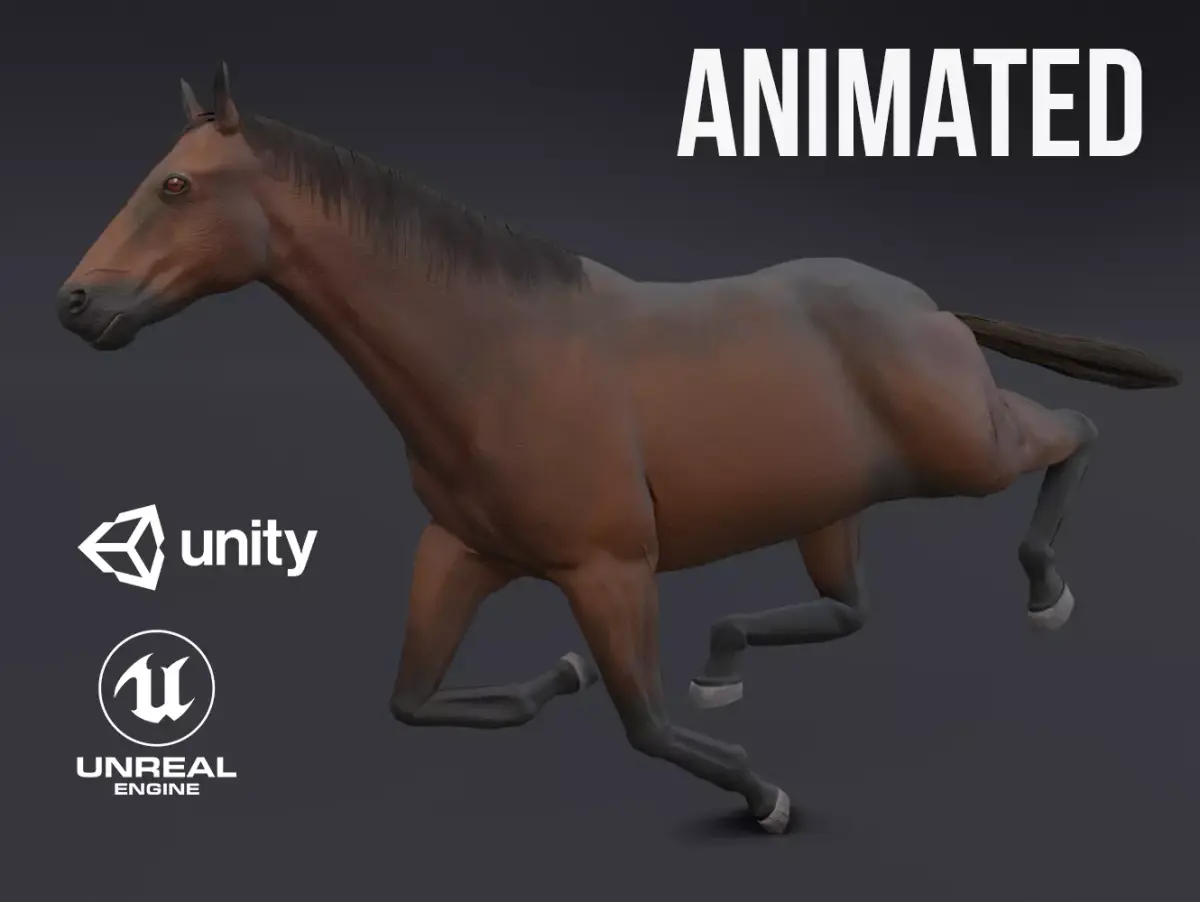 Horse Low-poly 3D model 2