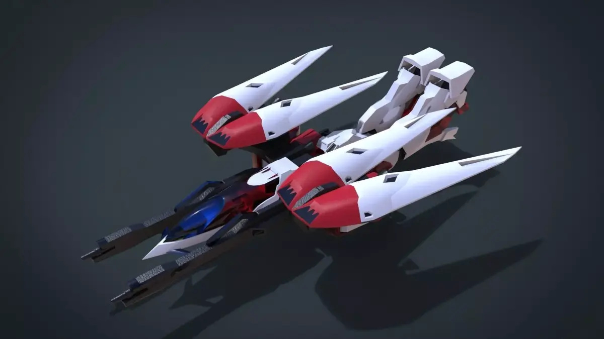 Wing 01x SpaceShip Low-poly 3D model