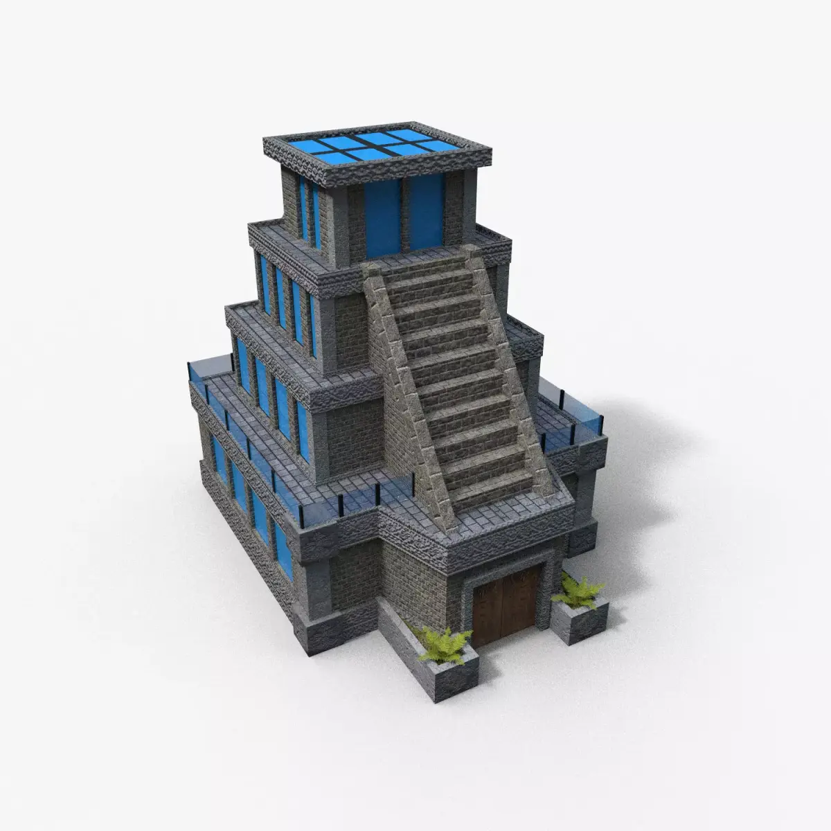 Cartoon Temple  Low-poly 3D model