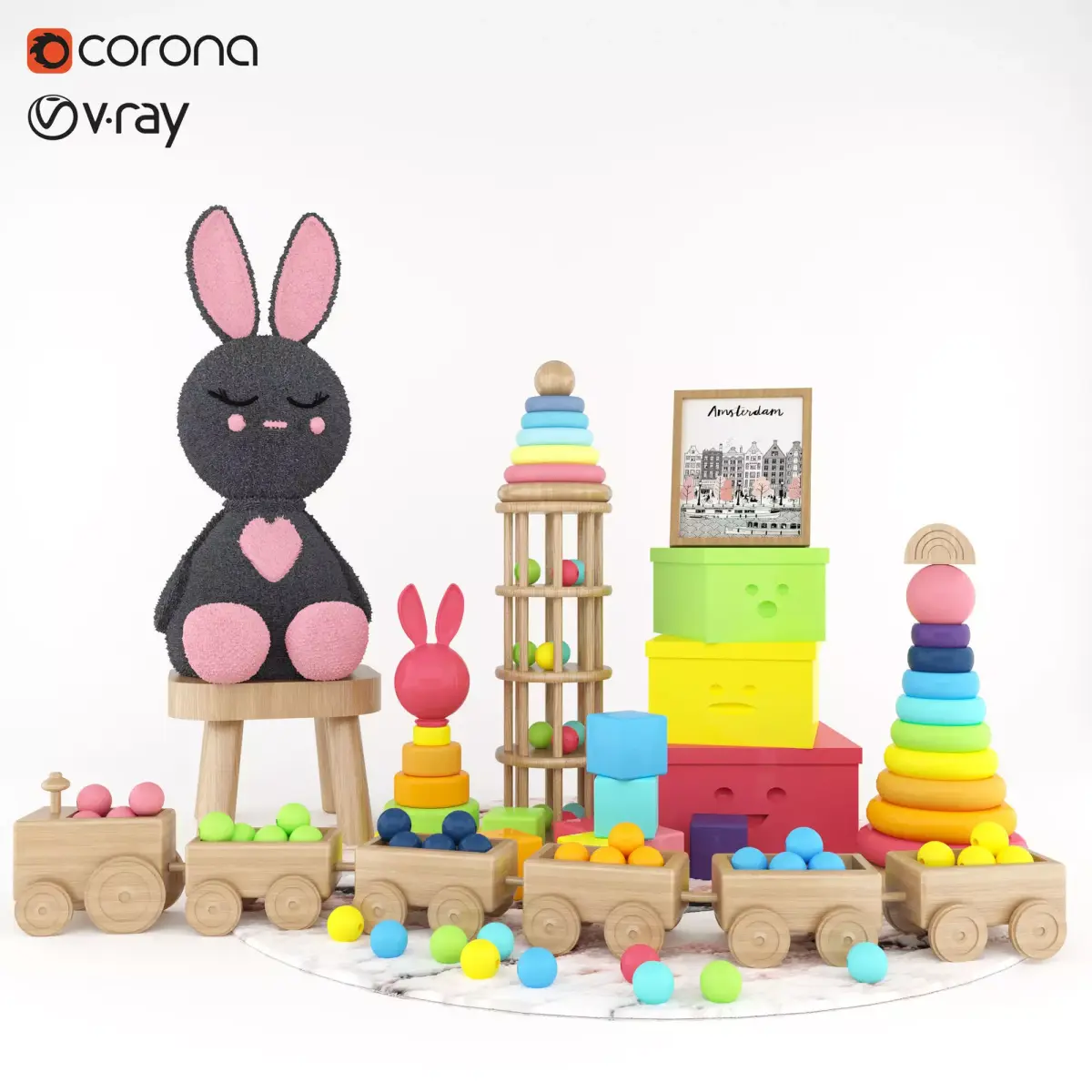 Kids toys set  3D model
