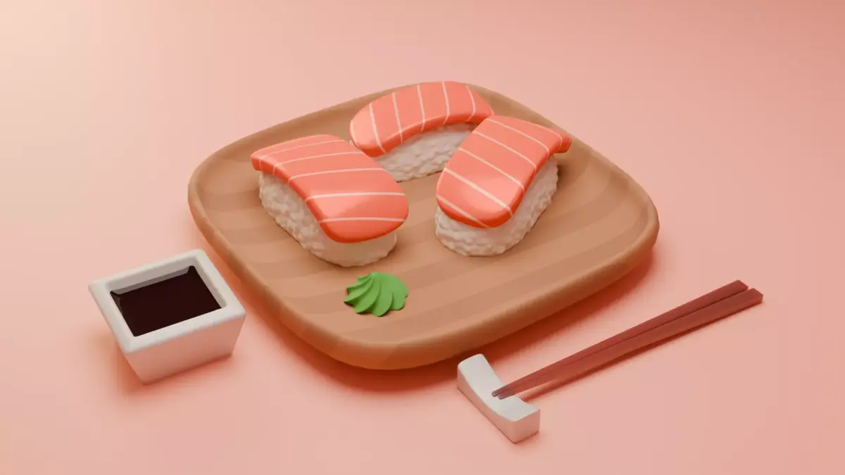 Salmon Sushi Platter 3D model