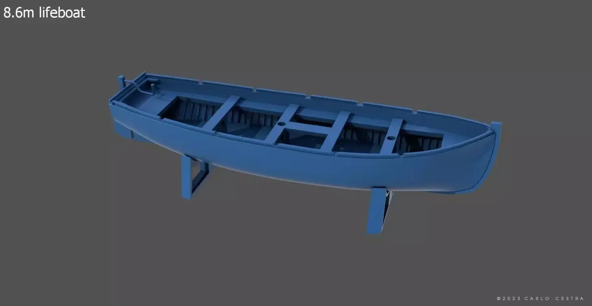 8m and 60cm  italian ww2 lifeboat - Commercial lic - 1-100 scale 3D print model