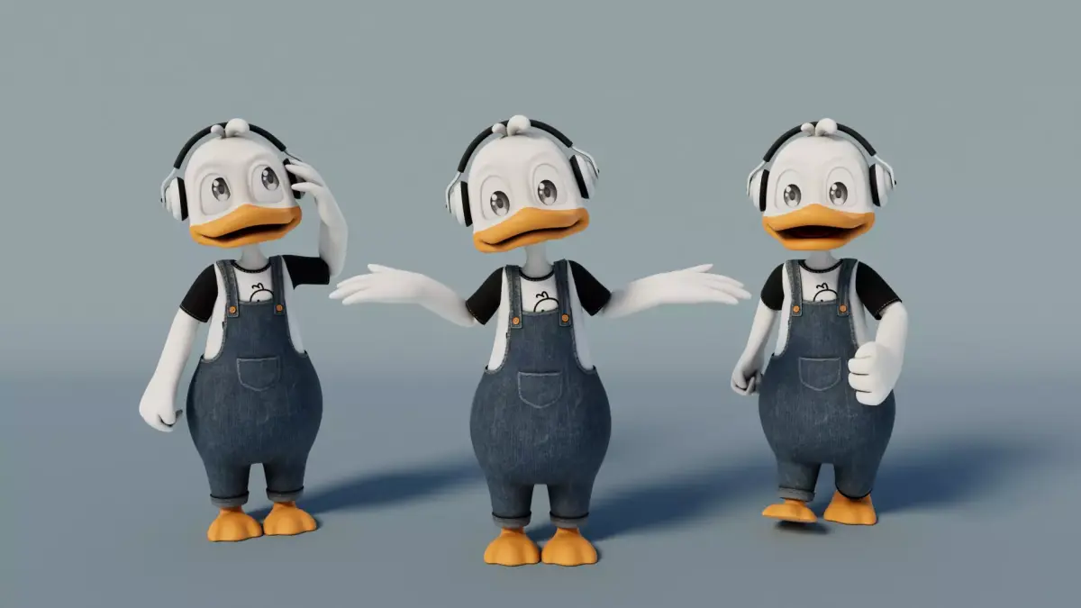 Rigged Cartoon Duck 3D model