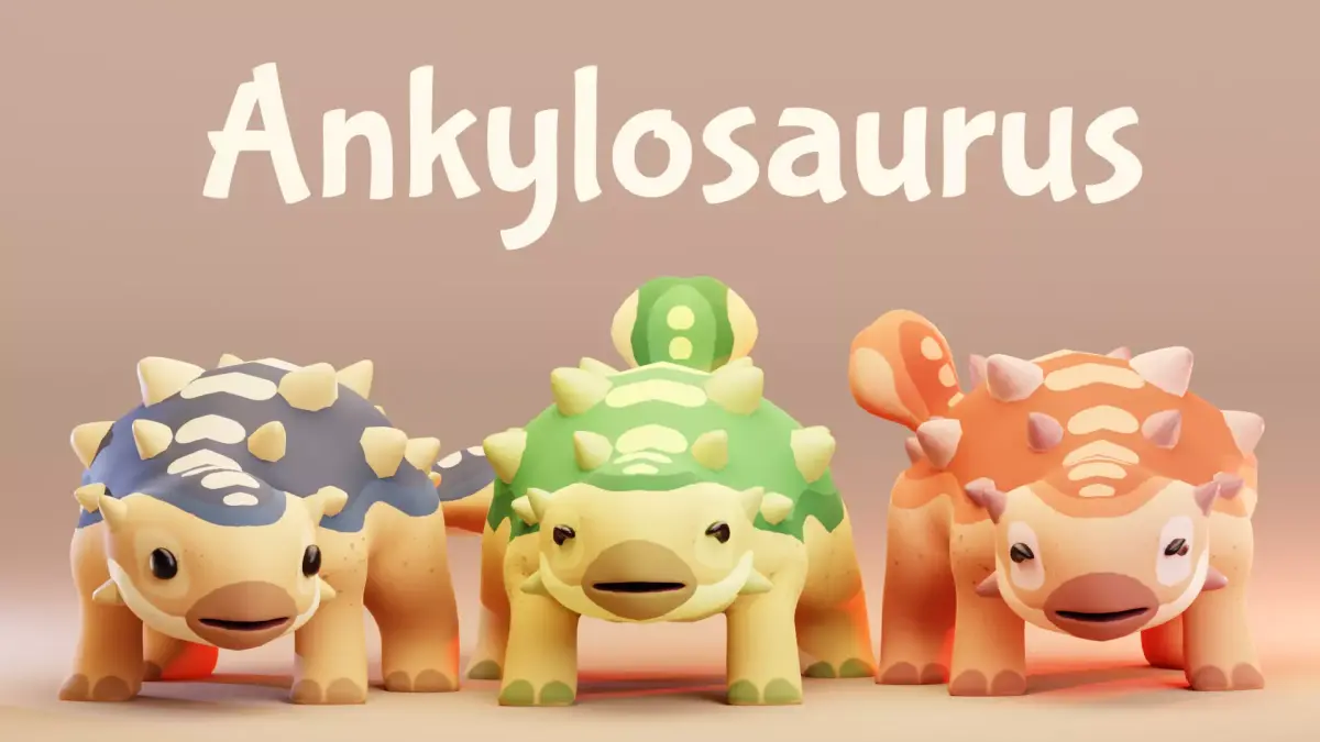 3D Cute Cartoon Ankylosaurus Low-poly 3D model