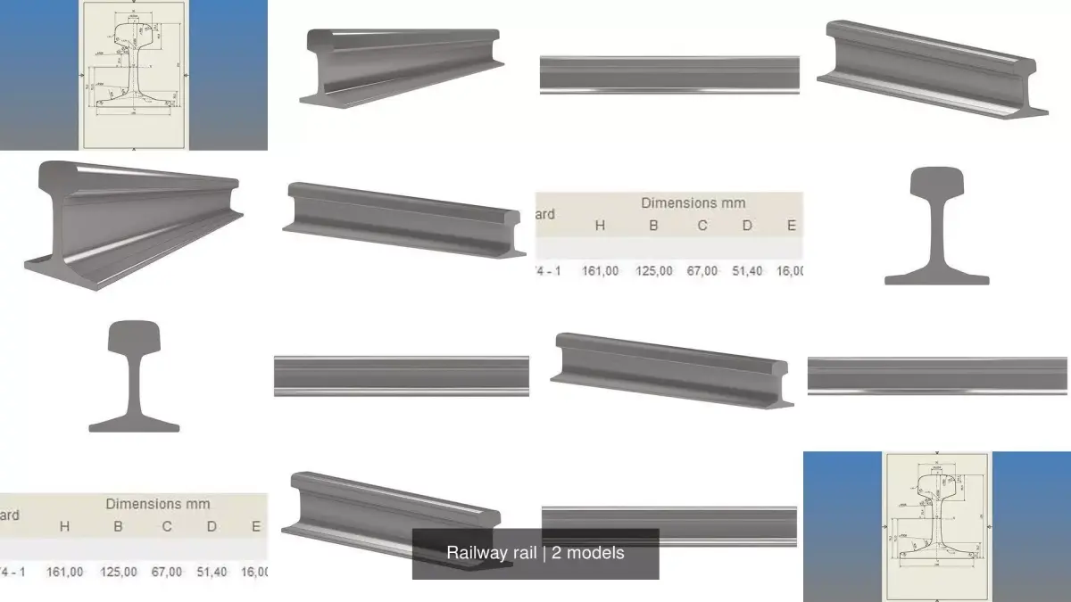 Railway rail 3D Model Pack
