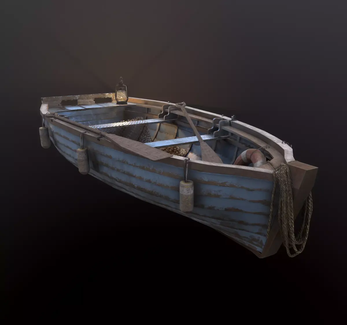 Old Fishing Boat Low-poly 3D model