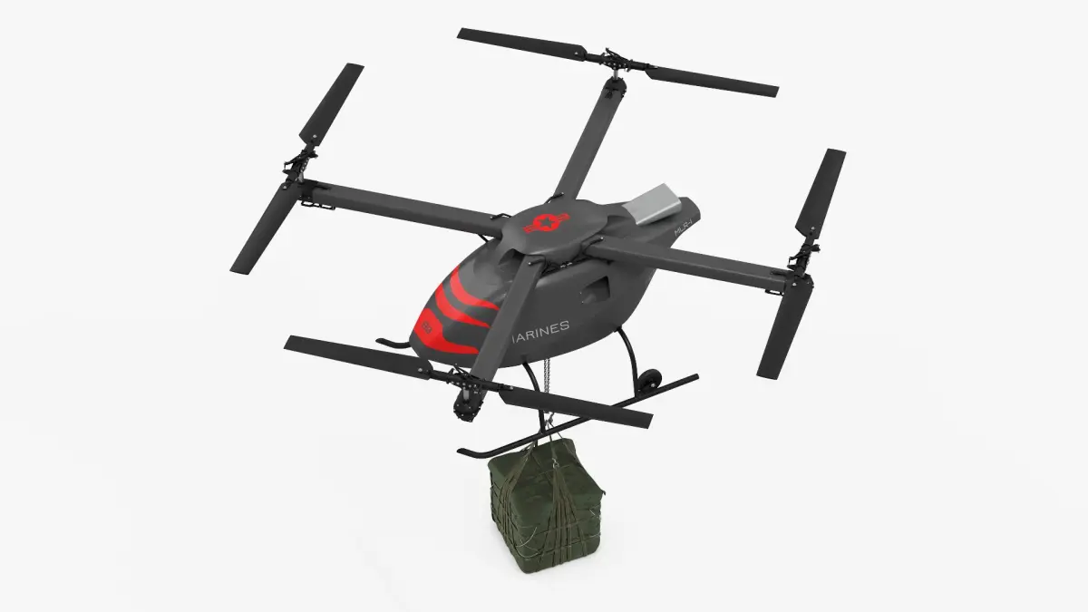 US Navy Military Cargo Drone with Suspended Load 3D model
