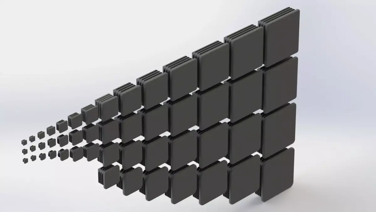 Set of square plugs Low-poly 3D model