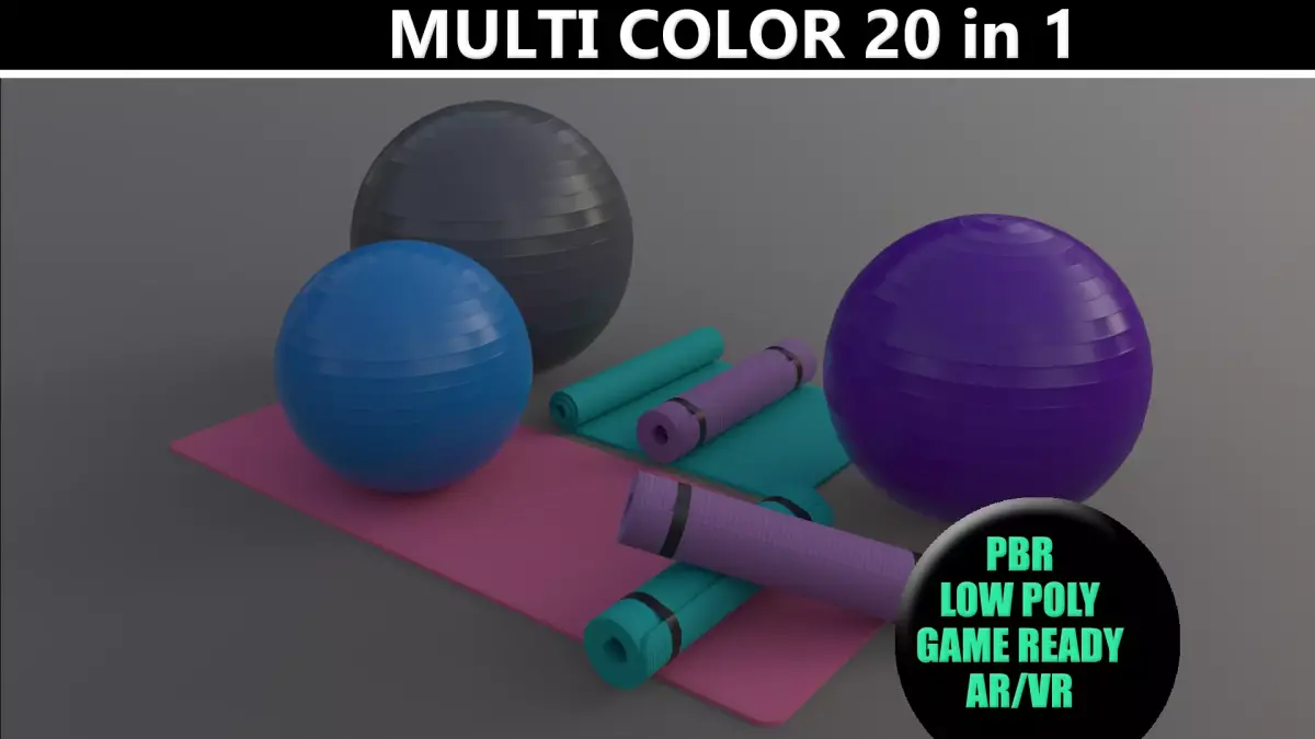PBR Yoga Ball and Mat - Multi color Pack