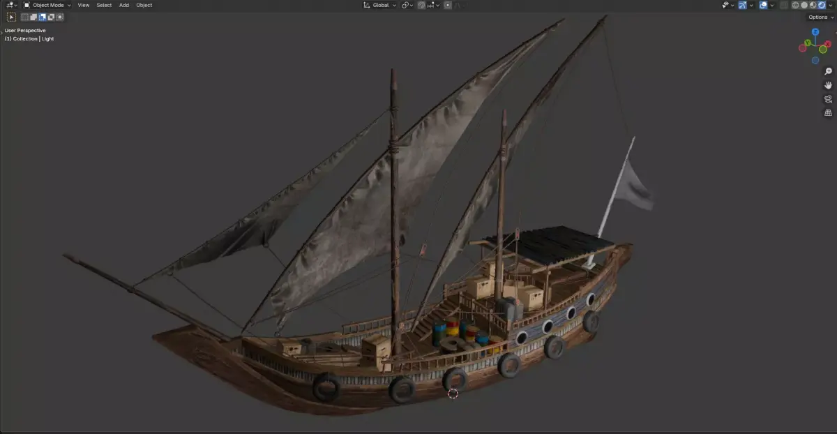 Arabian Dhow Ship Low-poly 3D model