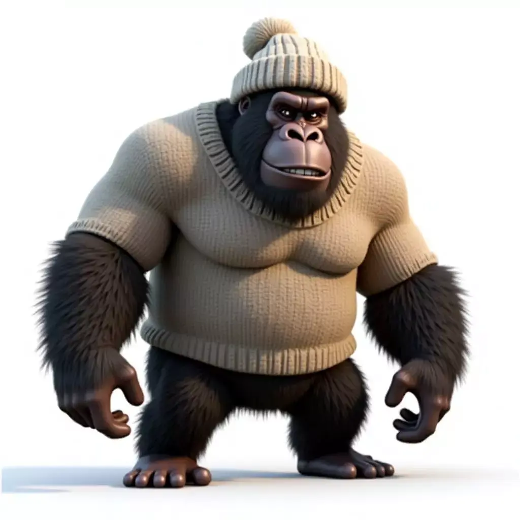 Cartoon Gorilla Sweater 3D Model Winter Character Low-poly 3D model