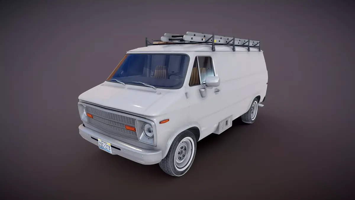 80s Utility van PBR Low-poly 3D model