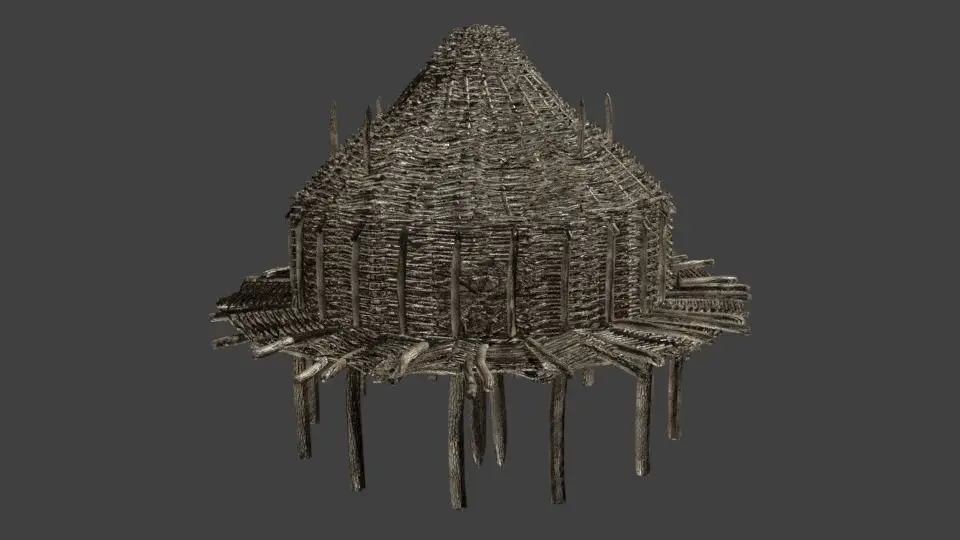 Prehistoric Wooden Hut Low-poly 3D model