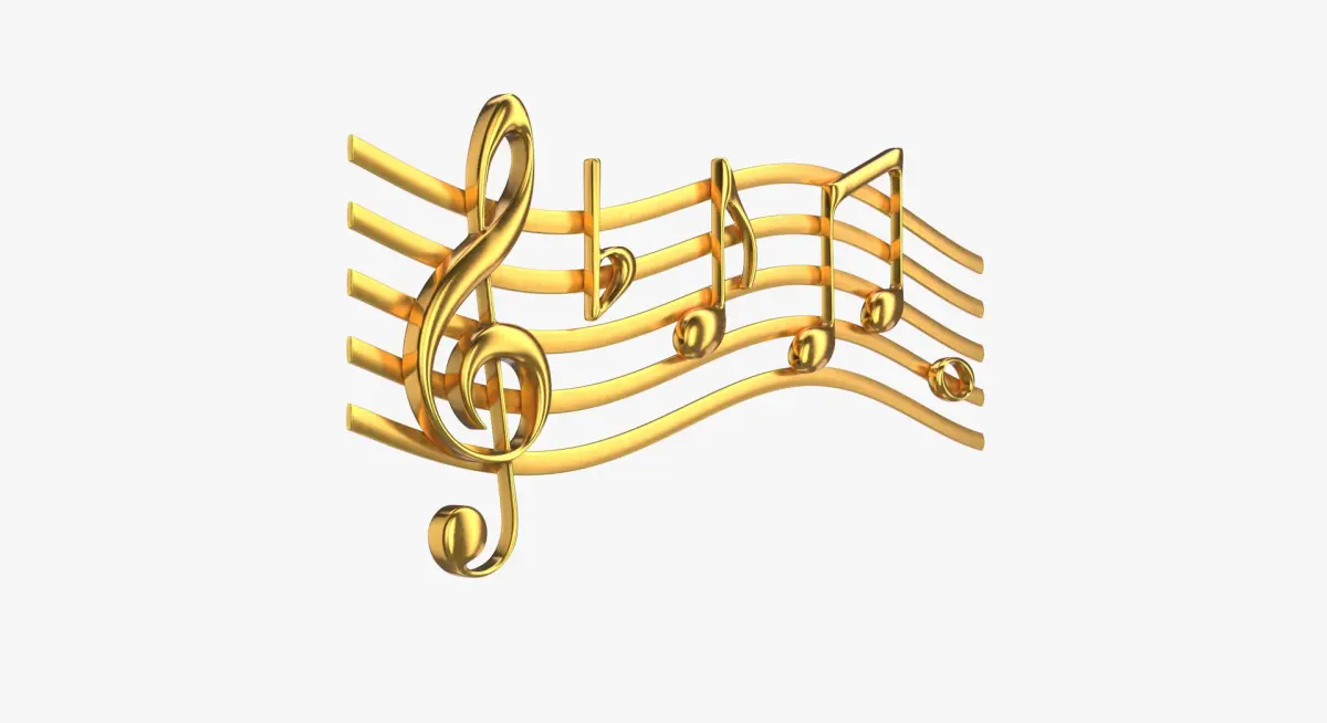 Golden Musical Notes PBR 3D model