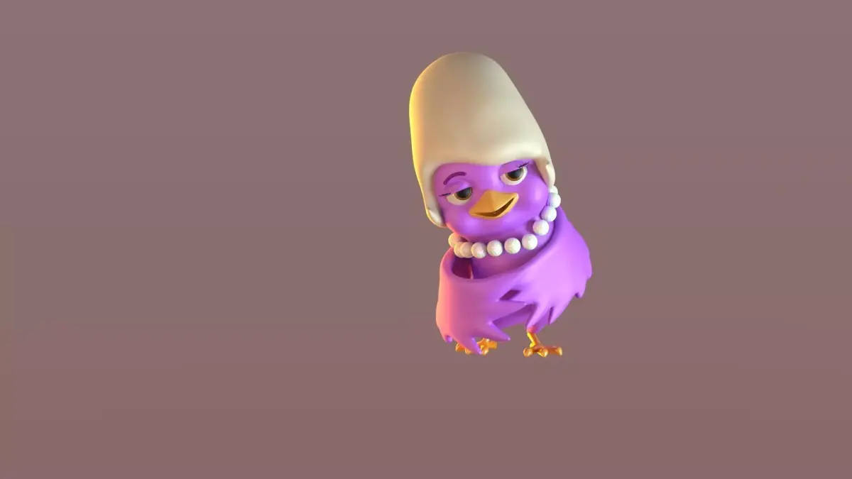 Cartoon Mama Bird Low-poly 3D model