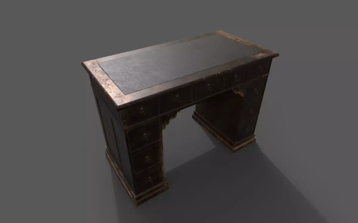 Damaged table Rustic and old  Low-poly 3D model
