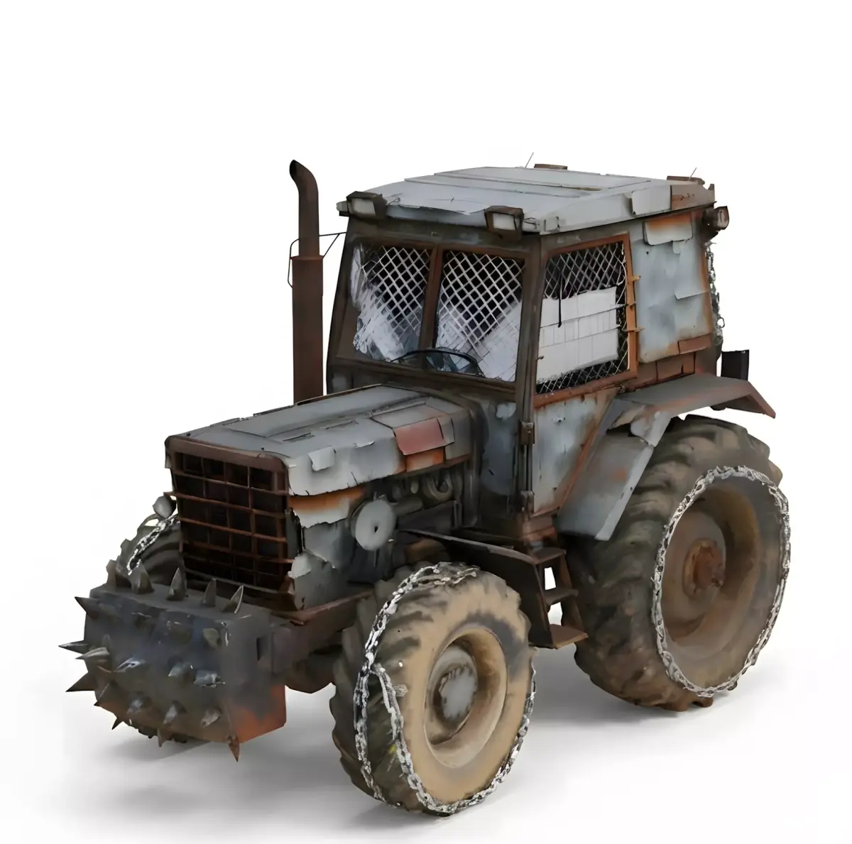 Post-Apocalyptic Armored Tractor 3D Model Low-poly 3D model