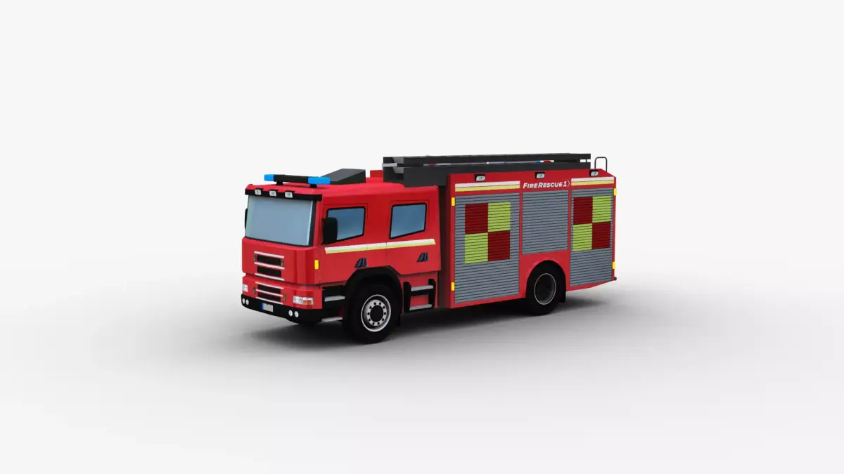 Fire Truck Lowpoly Low-poly 3D model