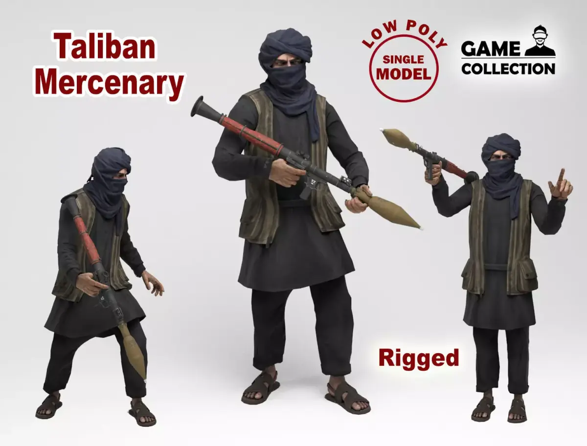 Taliban mercenary Low-poly 3D model