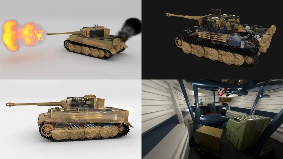 Fully built Panzer Tiger Tank Late 1944 v1 Firing  3D model