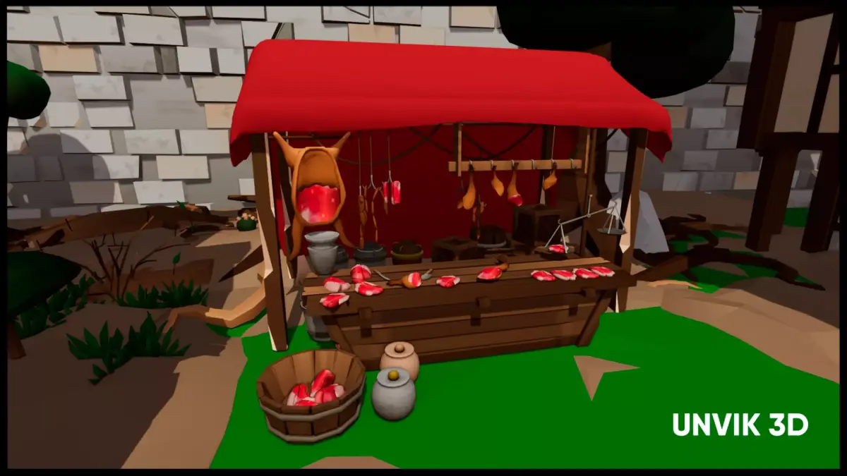 Butchery and FishShop Kitbashing Low-poly 3D model