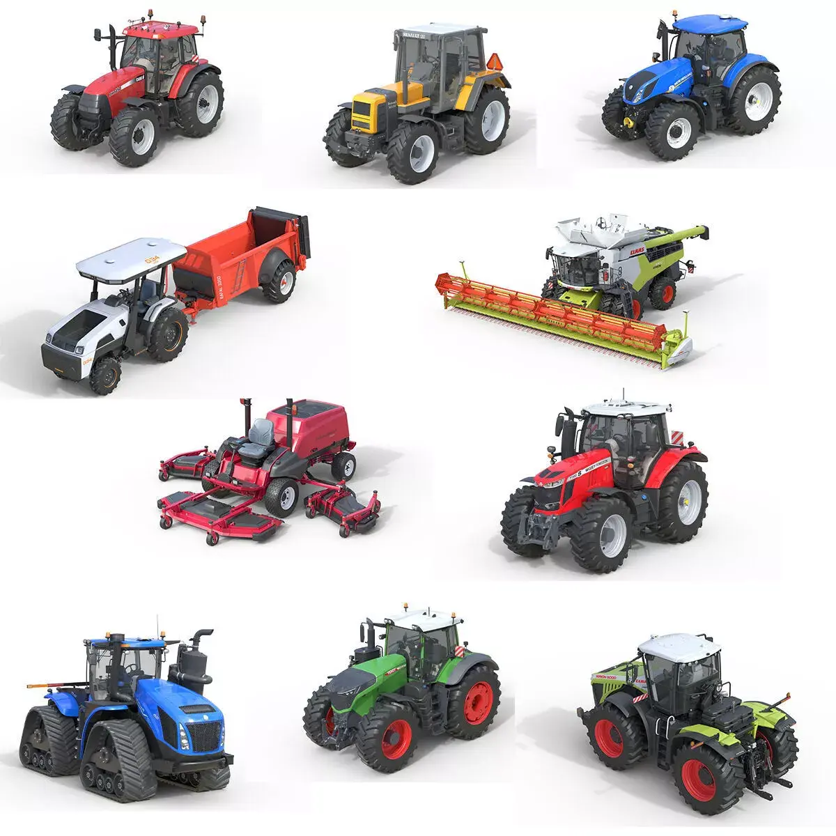 10 Farming vehicle collection 3D Model Pack
